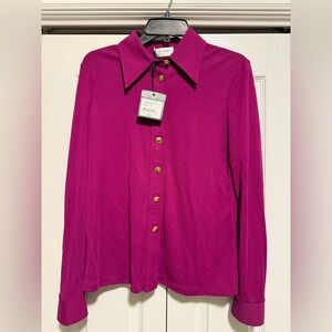 St. John Pink Blouse with Gold Buttons